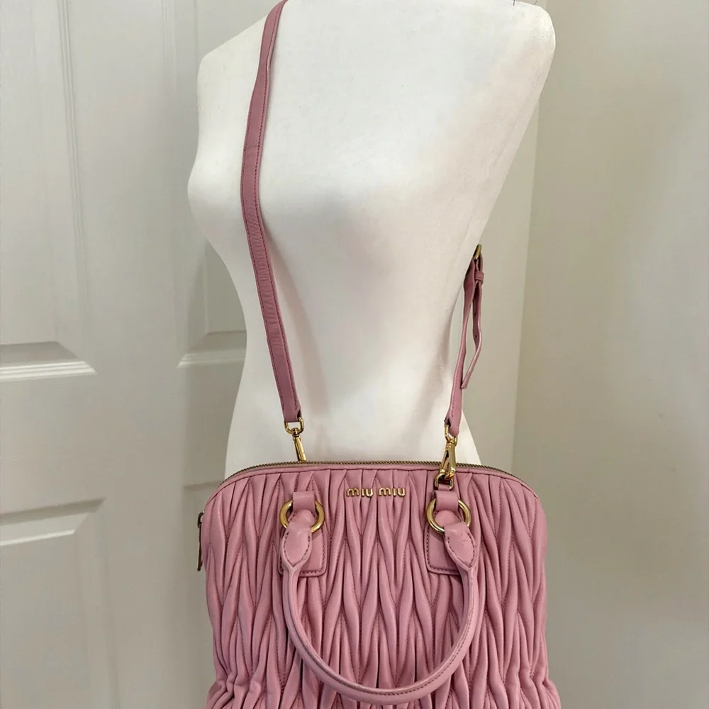 Authentic Miu Miu Matelasse Two-way Satchel Crossbody Handbag - Picture 11 of 16